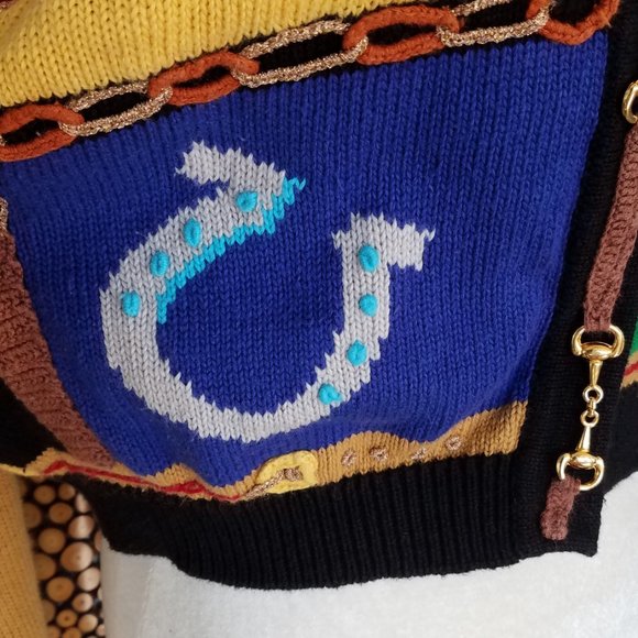 Rare Vintage Berek Horse cropped cardigan sweater - Picture 7 of 8